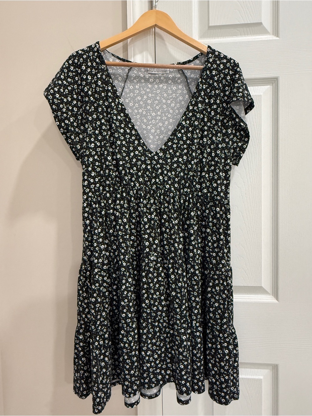 Urban Outfitters Black Mini Dress with White Floral Print